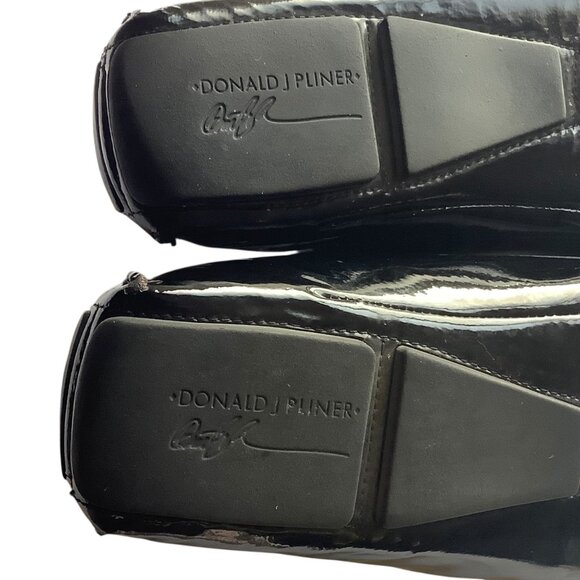 Donald J Pliner Viky Glossy Black Patent Leather Loafers Metal Bit Men Size 11 main image 5